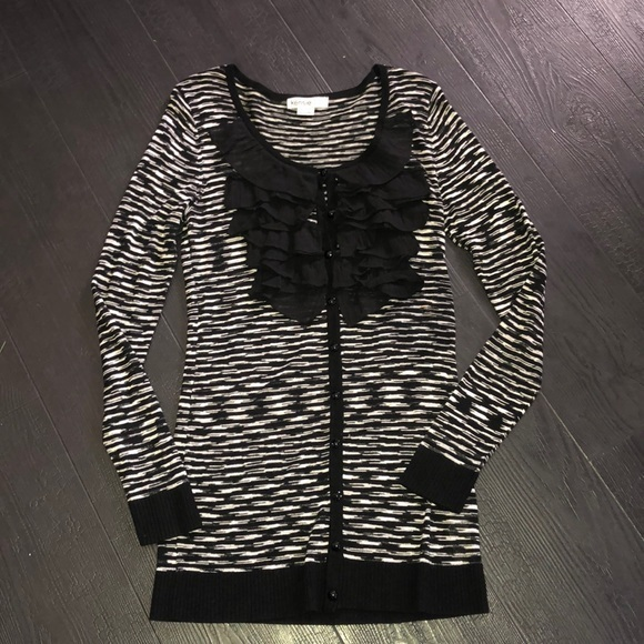 Kensie pretty‎ cardigan sweater Black white Small - Picture 1 of 8